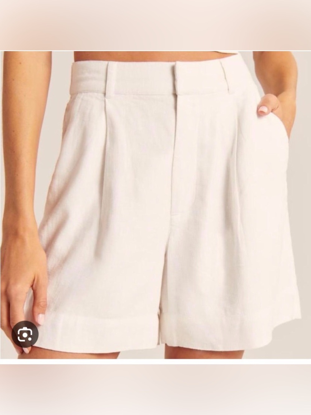 Abercrombie & Fitch Cream High-Rise Tailored Shorts